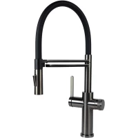 Смеситель для кухни Agger Elegant A3252555 с подключением к фильтру, гибким изливом, оружейная сталь матовый