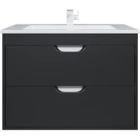 Тумба с раковиной Uperwood Modul 393020551 77 см, подвесная, черный матовый/белый матовый