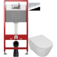 Комплект подвесной унитаз Serel Smart SM25 + система инсталляции Tece 9400412