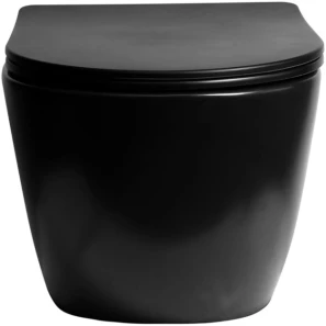 Изображение товара унитаз подвесной santiline sl-5018mb безободковый, с сиденьем микролифт, черный матовый