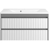 Тумба под раковину Brevita Balaton BAL-06100-01-012Я 98 см, подвесная, белый матовый/серый матовый