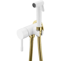 Гигиенический душ Boheme Uno 467-WG со смесителем, белый глянец/золотой