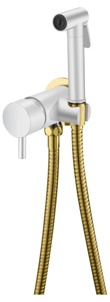 Гигиенический душ Boheme Uno 467-WG со смесителем, белый глянец/золотой