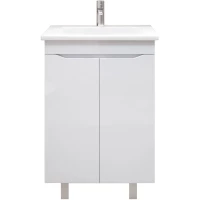 Тумба под раковину Vigo Grani tn.GRI.ELI.60.2D 55,2 см, напольная, белый глянец/белый матовый