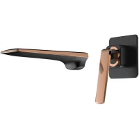 Смеситель для раковины Feramolli Adige RBL676 встраиваемый, черный матовый/розовое золото