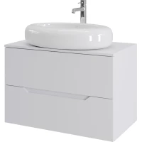 Тумба с раковиной Orange Line Li-80TuwMDF+B08-640W 80,2 см, подвесная, со столешницей, белый матовый