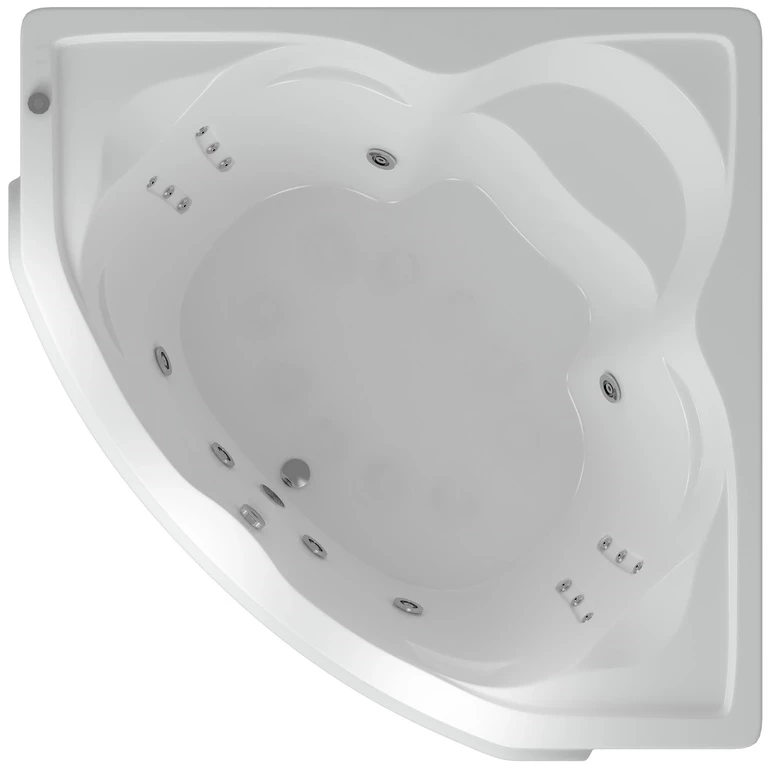 

Акриловая гидромассажная ванна 164x164 см пневматическое управление плоские форсунки+спинной массаж 12 форсунок Aquatek Сириус