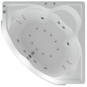 Изображение товара акриловая гидромассажная ванна 164x164 см пневматическое управление плоские форсунки+спинной массаж 12 форсунок aquatek сириус