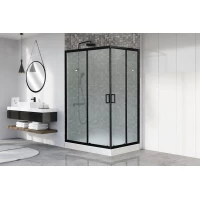 Душевой уголок с поддоном Royal Bath RB8120HP-C-BL-L 120x80 см L, профиль черный матовый, стекло матовое