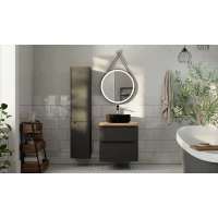 Комплект мебели серый матовый 60 см со столешницей бук светлый Jorno Wood Wood.01.60/P/GR + Wood.06.60/LW + 0235888 + Wood.02.50/TK