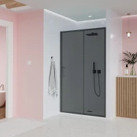 Душевая дверь Veconi Evo E1-GR-130-12-C9 130 см, профиль графит матовый, стекло тонированное матовое