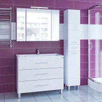 Комплект мебели белый глянец 99 см Санта Омега 207017 + ELEN100 + 113013