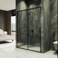 Душевая дверь MaybahGlass MGD-2104-6 185 см, профиль черный матовый, стекло прозрачное