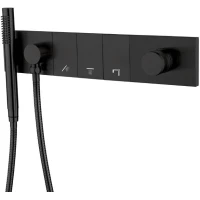 Смеситель для ванны Boheme Zodiac 132-SYS-B встраиваемый, с душевым гарнитуром, черный матовый