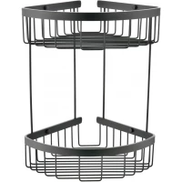 Полка для ванной Grocenberg AC0076BG 21x21 см, угловая, двойная, графит