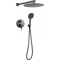 Душевой комплект Filarete Roun FL1028BG 300 мм, со смесителем, графит