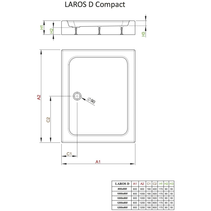 Акриловый поддон 100x80 см Radaway Laros D Compact SLD81017-01