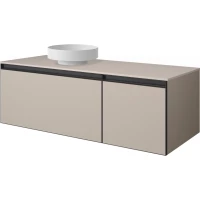 Тумба с раковиной Armadi Art Quatro Daphne 790-M2-120-D-A + 792-120-D + 801-MW 121 см L , подвесная, со столешницей, бежевый матовый