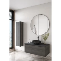 Комплект мебели Armadi Art Quatro Oak Antracite 790-M1-100-OA-A + 792-100-A + 801-NM + 545-100-GM 101 см, подвесной, со столешницей, темный дуб