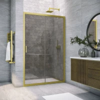 Душевая дверь Vegas Glass ZP Novo h2000 115 03 07 115 см, профиль золотой матовый, стекло графитовое