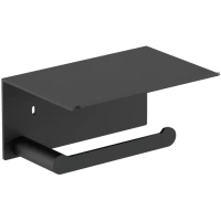 Держатель туалетной бумаги Nofer Verona 16876.N с полкой для телефона, черный матовый