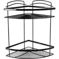 Полка для ванной Fixsen FX-850B-2 23x23 см, угловая, двойная, черный матовый