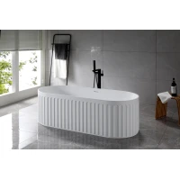 Ванна из литьевого мрамора BelBagno Boheme Solid Surface BB-BOHEME-170-75-55-SSB 170x75 см, отдельностоящая, белый матовый