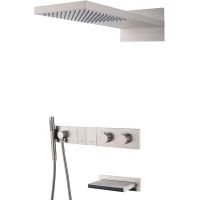 Душевой комплект Boheme Zodiac 133-2-NB 230 мм, с термостатом, никель матовый