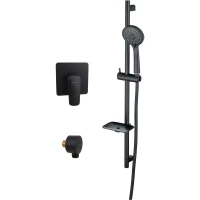 Смеситель для душа Aquatek Вега AQ1076MB встраиваемый, с душевым гарнитуром, черный матовый