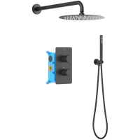 Душевой комплект Aquatek Европа AQ1376MB 250 см, с термостатом, черный матовый