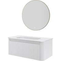 Комплект мебели Armadi Art Voi Matt White 782-100-R-MW + 786-100-MW без отв. + 545-80-MG 102 см, подвесной, белый матовый