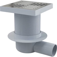 Душевой трап AlcaPlast APV5411 150x150/50 мм, с решеткой, перфорированный, хром