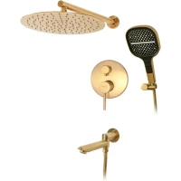 Душевой комплект Hansberge H6095MG 300 мм, со смесителем, золотой матовый