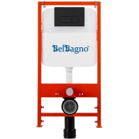 Инсталляция для унитаза BelBagno BB026 + BB044NERO с кнопкой смыва, черный матовый
