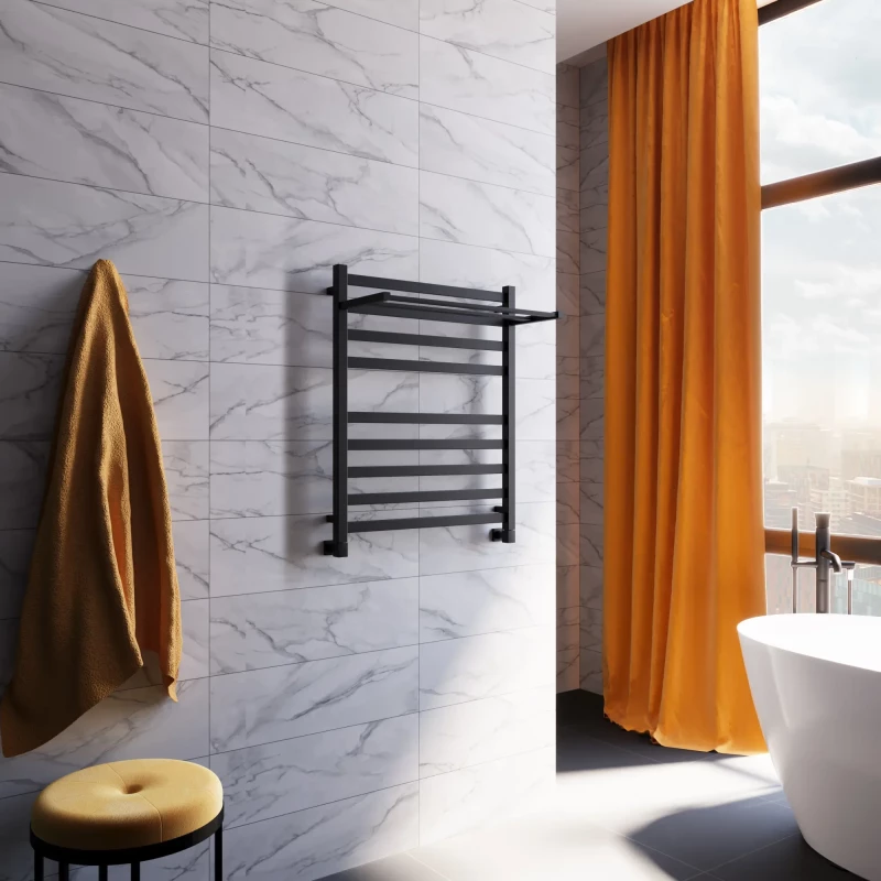 Полотенцесушитель водяной Grota Comfort 4650186715746 750x630, черный матовый Полотенцесушитель водяной Grota Comfort 4650186715746 750x630, черный матовый