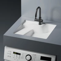 Раковина Abber Rechteck AC2224L 54,5x52 см L, над стиральной машиной, встраиваемая снизу, белый