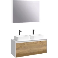 Комплект мебели белый глянец/дуб балтийский 120 см Aqwella 5 Stars Mobi MOB0112W + MOB0712DB + 4640021064269 + 4640021064269 + SM0210