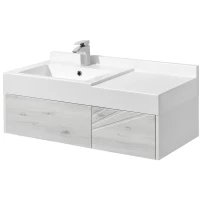 Тумба с раковиной белый глянец/ольха наварра 100 см Акватон Сакура 1A2349K1SKW80