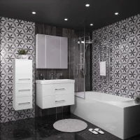 Комплект мебели белый глянец 80,5 см с зеркальным шкафом Opadiris Арабеска