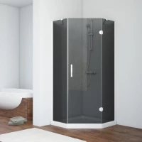 Душевой уголок Vegas Glass AFA-Pen NOVO 90 01 07 R 90x90 см R, профиль белый, стекло графитовое