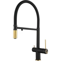 Смеситель для кухни Rivelato Adria 1523517 antracite oro с подключением к фильтру, гибким изливом, золотой/антрацит