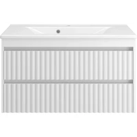 Тумба под раковину Brevita Balaton BAL-06100-01-01П2Я 98 см, подвесная, белый матовый