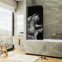 Шторка на ванну MaybahGlass MGV-930-ФП002-6-L 80 см L, профиль черный матовый, стекло фотопечать