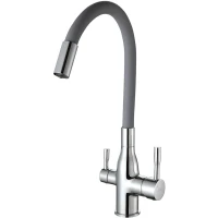 Смеситель для кухни Frap F4396 с подключением к фильтру, гибким изливом, хром