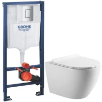 Комплект подвесной унитаз Art&Max Bianchi AM9311CHR/SC + система инсталляции Grohe 38772001