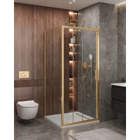 Душевой уголок Cezares Molveno MOLVENO-AF-31-90-C-BORO-IV 86,5x90 см, профиль золотой матовый, стекло прозрачное