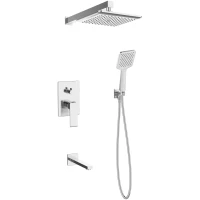 Душевой комплект Esko 7in1 SQ 230 мм, со смесителем, хром