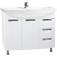 Тумба с раковиной белый глянец 106,5 см с бельевой корзиной Bellezza Глория 4638518080014 + 4620008197340