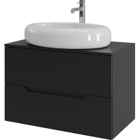 Тумба с раковиной Orange Line Li-80TubMDF+B08-640W 80,2 см, подвесная, со столешницей, черный матовый