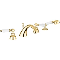 Смеситель на борт ванны Emmevi Deco Ceramic 121120/OR с душевым гарнитуром, золотой
